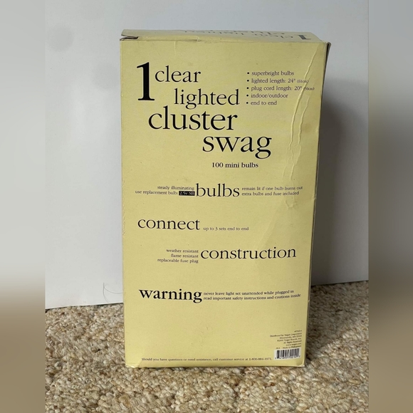 Holiday Clear Light Swag with 100 bright bulbs 24" w/ 20" cord TESTED, FREE SHIP - Picture 4 of 5